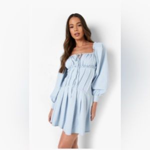Cinched waist milkmaid mini dress